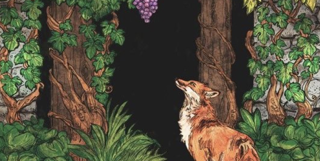 The fox is looking at grapes that cannot be eaten because they are too high  | MUSE AI